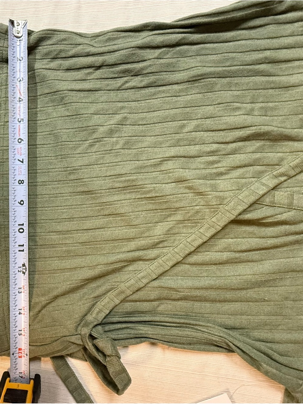 dip Olive Green Wrap Style  Ribbed Women's Top - Picture 7 of 14